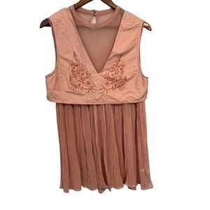 Women's Free People Rose Pink Semi Sheer Sleeveless Top